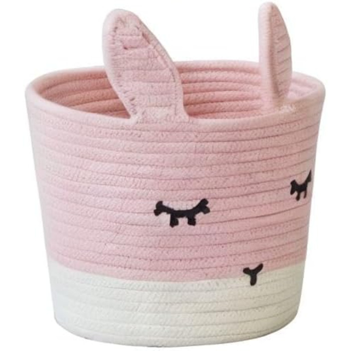 Милий маленький кошик з бавовняного шнура T&T Homewares для зберігання, прання, дитячої кімнати, іграшок, кота, собаки, рослин, рожевий заєць