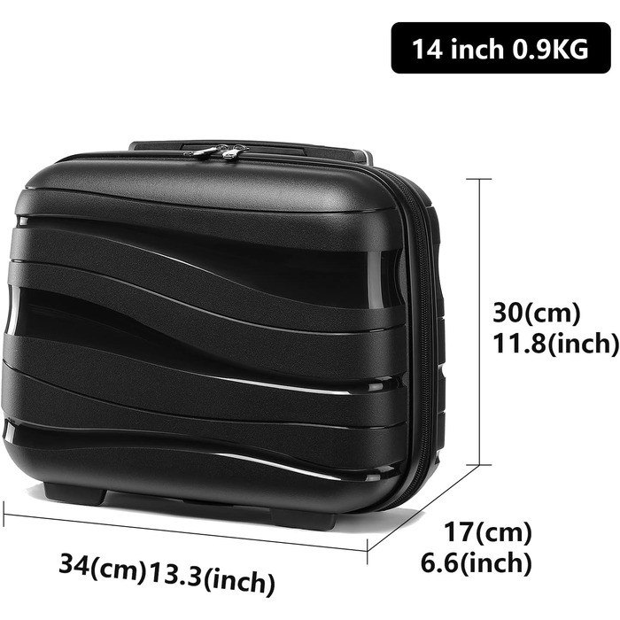 Набір валіз KONO 2 шт: велика валіза-тролі (56 см) + косметичка з поліпропілену, з 4 колесами та TSA-замком (кремовий білий)