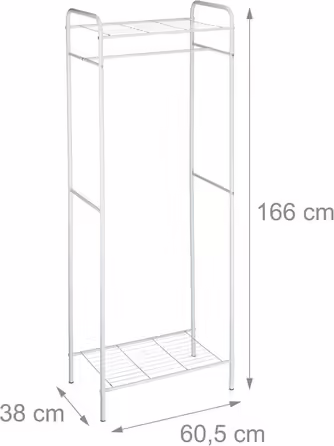 Relaxdays Clothes Rack with Shelf SANDRA, Metal, Coat Rack, with Clothes Rail, Shoe Storage also for Boots, HBT: 166 x 60.5 x 38 cm, honey-brown, (White)