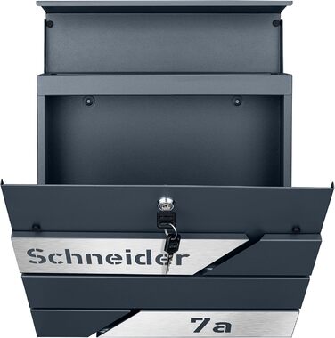 Поштовий ящик з газетницею з нержавіючої сталі, настінний, з замком та гравіюванням (срібний)