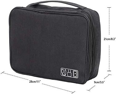 Органайзер для кабелів MOLENCO: водонепроникна сумка-органайзер для подорожей, 3 відділення, чорний