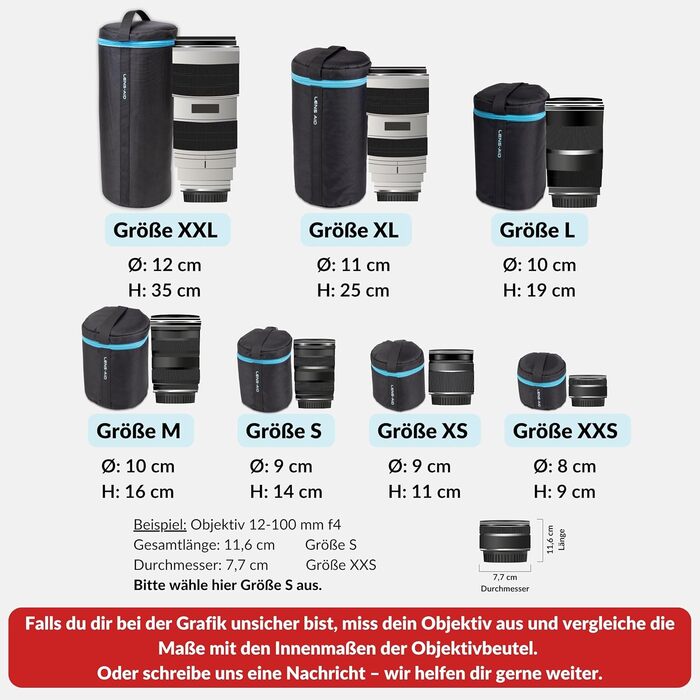 Чохол для об'єктива LENS-AID: захисна сумка з блискавкою та ремінною пряжкою