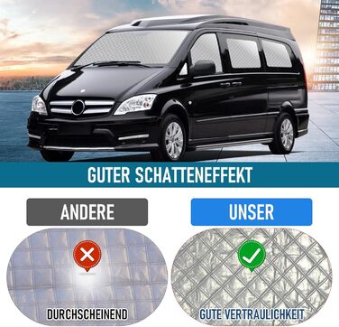 Теплоізоляційний комплект MaxAwe з 10 термоматів для Mercedes VITO II W639/Viano 2003-2014 (коротка база L2), внутрішні автошторки на лобове скло, сонцезахисні та затемнювальні термощітки