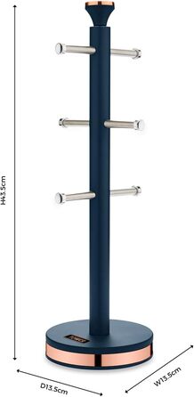 Tower T826132PNK Cavaletto Becherbaum with stainless steel stopper, soft base, Marshmallow Pink and Roségold (Midnight Blue)