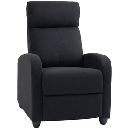 HOMCOM Reclining TV Chair with Lie-Flat Function, Linen-Look, Padded TV Chair with Footrest, for Living Room, Bedroom, Black | Aosom