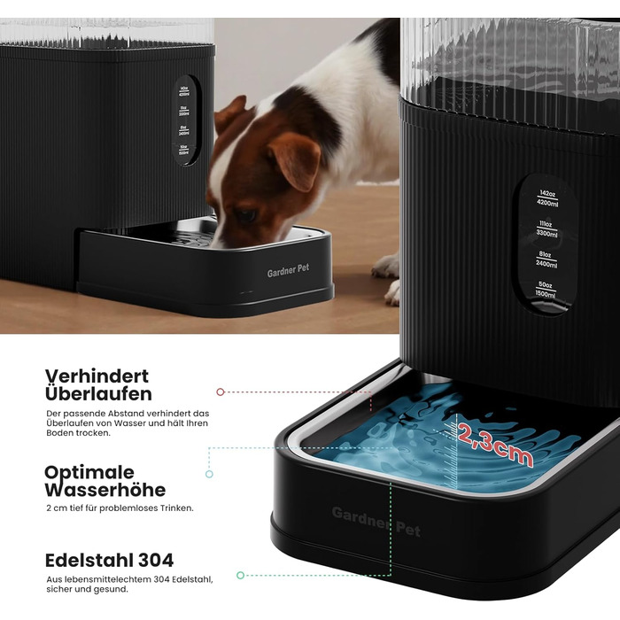 Автоматичний диспенсер води для собак та котів Gardner Pet, годівниця, велика ємність (8.5л, чорний)