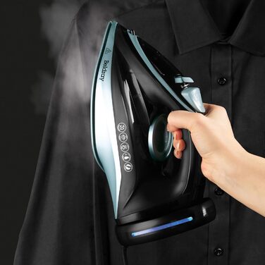 Праска Beldray 2600 Вт – керамічна підошва з антипригарним покриттям, регулювання температури та пари, самоочищення, резервуар 280 мл, до 140 г/хв, висока потужність (EU-штепсель, блакитний)