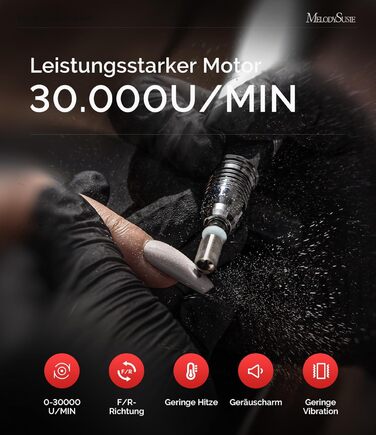 Електричний фрезер для нігтів MelodySusie 30000 об/хв: професійний набір для манікюру та педикюру з педаллю, для гелю та акрилу, білий (C-рожевий)