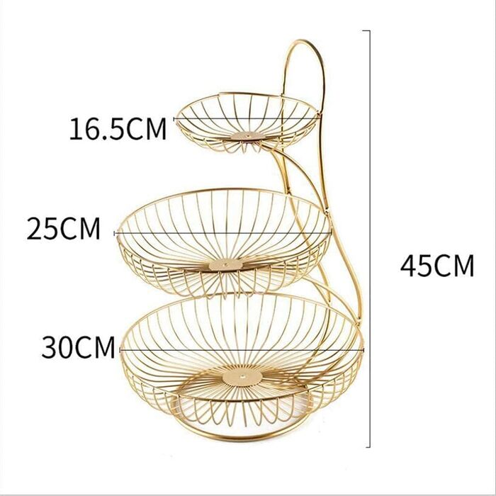 Дратяна корзина для фруктів та овочів на 2-3 ярусах (золота)
