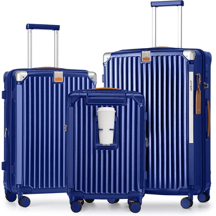 Чемодан Joyway ABS з жорсткою обшивкою, розширюваний, набір валіз з TSA замком та 4 колесами. Включає сумку та косметичку. Колір: зелений (блакитний). Набір валіз 3шт