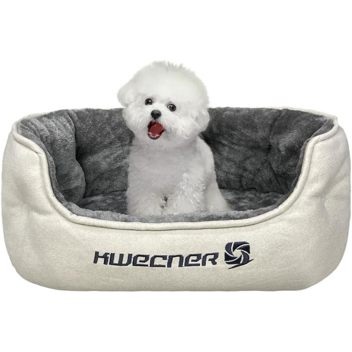 М'яке ліжко для собак та котів - зручне гніздище з антиковзною основою (сірий, кремовий білий)