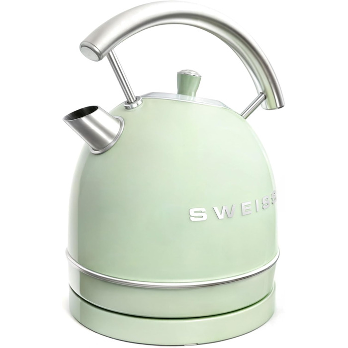 Електричний чайник SWEISS KTL6, Vintage, 1.5 л, нержавіюча сталь, зелений, 2200 Вт