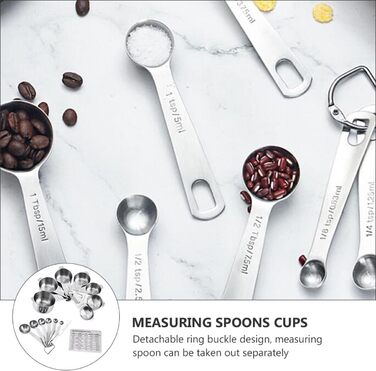 Ciieeo 15St Messlöffel Umrechnungstabelle messbecher set measuring cups set Baking set with measuring cups Kitchen helper Utensils Portable rice spoon Portable kitchen appliances Stainless Steel Silver