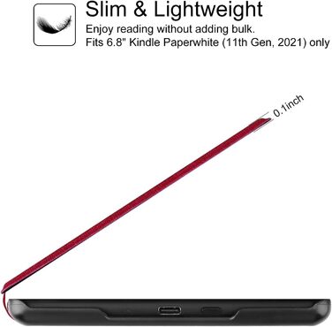 Чохол WALNEW для Kindle Paperwhite 11 (M2L3EK, M2L4EK), червоний, з авто-вимиканням