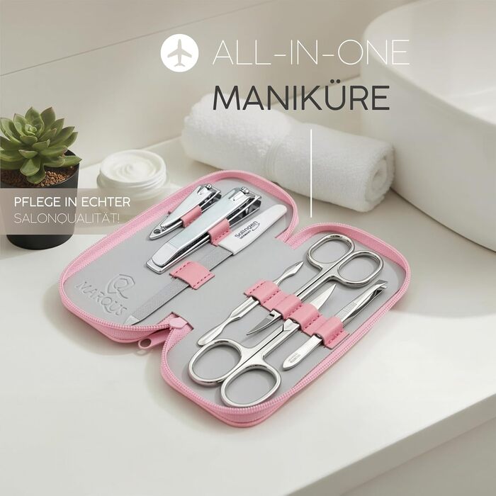 Набір для манікюру Solingen marQus: 7 предметів у шкіряному етиумі. Якісний сталевий набір для манікюру для жінок та чоловіків.