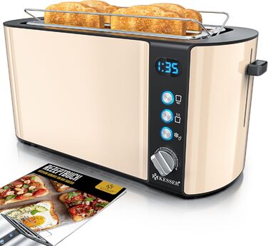 KESSER® Toaster with Roll Attachment, Automatic Long-Slot Toaster with 6 Browning Levels + Defrost & Reheat Function, Automatic Shut-Off, Lift Function, incl. Crumb Tray and Recipe Book, Anthracite Black / Anthracite