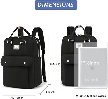 Рюкзак FUXINGYAO для жінок з відділенням для ноутбука 15,6 дюймів, антикрадійний, чорний, 23L