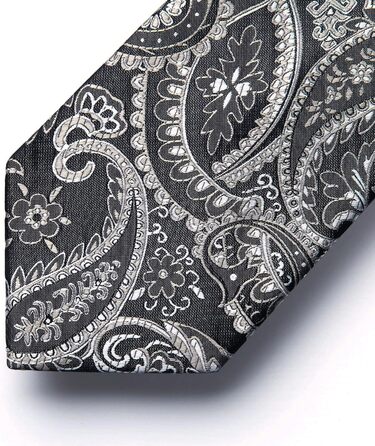 HISDERN Комплект краватки та нагрудного хустинки для чоловіків на весілля, патерн пейслі, жаккард, однотонні кольори (J-сірий-3)