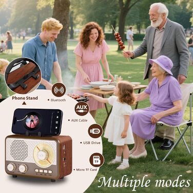 Портативна радіоприймач AM/FM/SW з сонячною батареєю, Bluetooth, USB/TF/AUX, для кемпінгу та подорожей. Підходить як подарунок для чоловіків