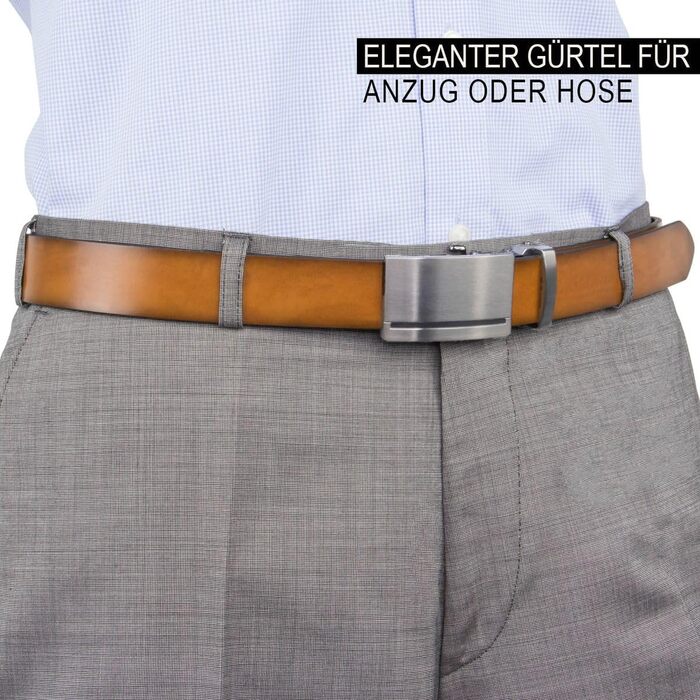 Чоловічий шкіряний ремінь Lindenmann Automatik, колір коньяк, розмір 105/120 см