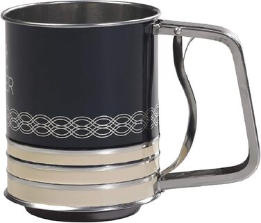 Tala Traditional Manual Flour Sifter in Indigo and Ivory Design - Classic Baking Sifter, Easy to Use, Durable, Elegant Kitchen Utensil