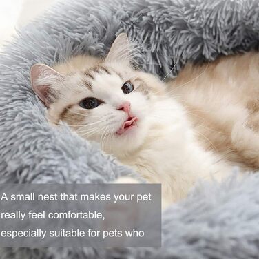 Cozy Cat Bed, Small Dog Bed, Warm Snuggly Soft Plush Winter Bed for Cat Caves, Non-Slip Bottom, Machine Washable, Sofa Bed for Puppies/Small Medium Cats (Gray, 50 cm)