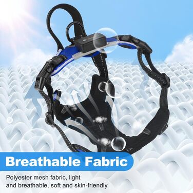 Шлейка для собак Masbri світловідбиваюча, регульована, з ручкою, м'яка підкладка, світловідбиваюча, для собак середніх та великих порід, чорно-біла, TC3005B (XL, Синій)
