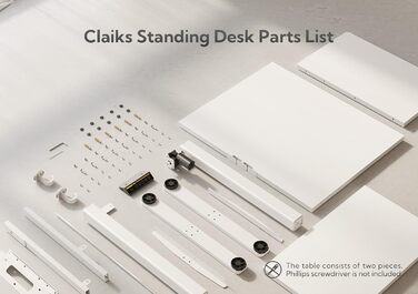Електричний регульований стіл Claiks 120x60 см, білий, письмовий стіл зі змінною висотою, стіл для роботи стоячи та сидячи