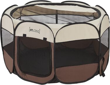Клітка-забіг для собак Telford en.casa, 58x114x114 см, коричнево-кремовий, для внутрішнього та зовнішнього використання