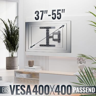 Настінний кріплення для телевізора RICOO S9544: поворотний, нахильний, універсальний, 40-65 дюймів, VESA 400x400, до 45 кг