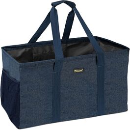 BALEINE Extra Large Multi-Purpose Shopping Bag with Wire Frame for Storage (1-Pack, Blue)