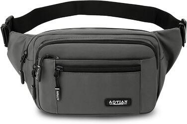 Поясна сумка на пояс для чоловіків та жінок, сумка на пояс з блискавкою, багатофункціональна поясна сумка, 5 відділень, спортивна сумка на пояс для активного відпочинку, туризму, кемпінгу та їзди на велосипеді (#2 Сірий-a)