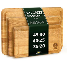 WDOMA Cutting Board Set of 3, Oak Wood, 45x30 / 40x25 / 35x20 - Cutting Boards - Wood Board Kitchen - Cutting Board Wood - Wooden Cutting Board - Kitchen Wood Board