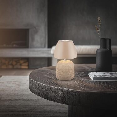 LED настільна лампа BRILONER бездротова IP44 з сенсором, диммуванням, керамічним цоколем, для дому та саду, 13,5x22 см, Бежева