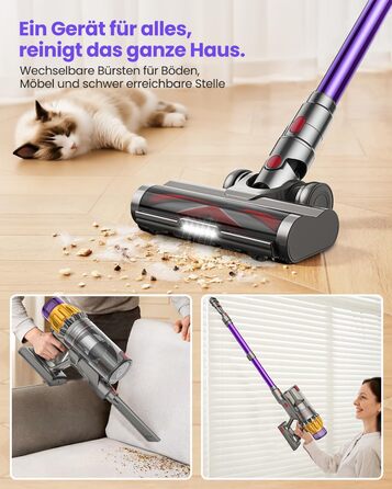 Акумуляторний пилосос SICBCGB 48000Pa/550W/70хв, 2.0L з HD-дисплеєм, антизаплутувальною щіткою, док-станцією, 11-шаровою фільтрацією для шерсті тварин та авто (фіолетовий)