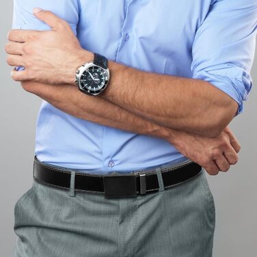 Чоловічий ремінь на пряжці, автоматична застібка, для костюма та ділового одягу, ширина 35 мм, регульований розмір, колір чорний, довжина 130 см, підходить для об'єму талії 28'-44'