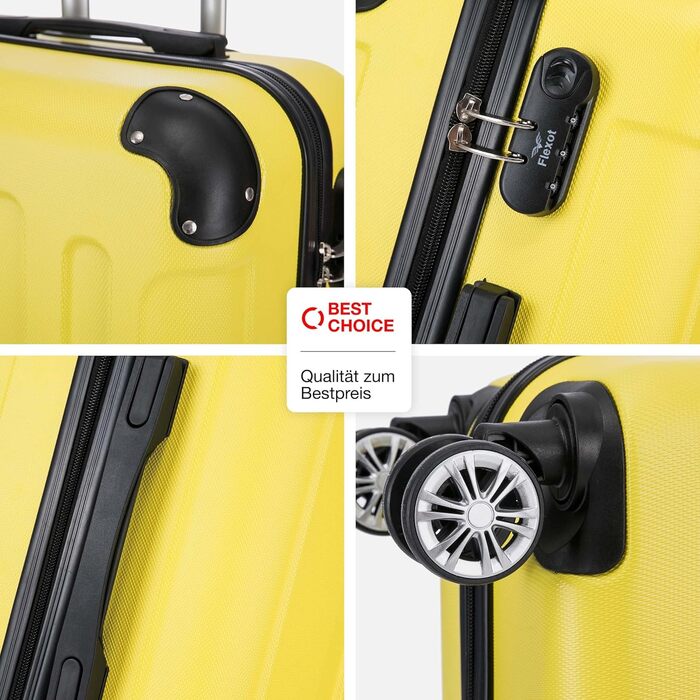 Чемодан Flexot® F-2045, набір 3 шт. (16 кольорів) - ручна поклажа, валіза, тривалий термін служби, твердий корпус (XL, світло-жовтий)