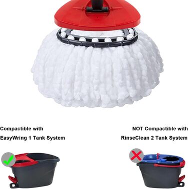 6 Replacement Heads for O-Ceda EasyWrin Spin Mop, Microfiber Spin Mop Refills, Easy Cleaning Mop Head Replacement
