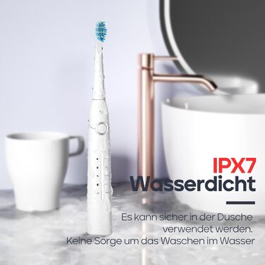 Електрична звукова зубна щітка Seago SG-958 (біла), 40000 вібрацій/хв, 5 режимів, 8 насадок, USB-зарядка