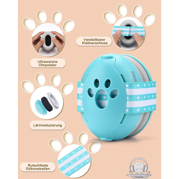 Навушники для захисту від шуму Lilian&Gema для немовлят - 2 в 1, блакитні