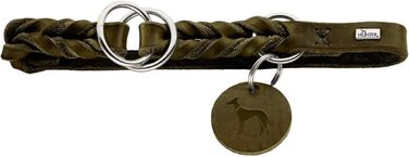 HUNTER Halsung Dressur SOLID EDUCATION: міцна шкіряна хальцтвочка для дрессури, ручної роботи, з гальмівним кільцем, Made in Germany, розмір L-XL, оливковий колір