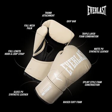 Боксерські рукавички Everlast Elite 2 - для спарингу, роботи з мішком та відбивання ударів, 16oz, Klettverschluss, ергономічний хват