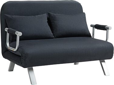 HOMCOM Convertible Sofa Bed with Adjustable Backrest, Throw Pillows, and Armrests