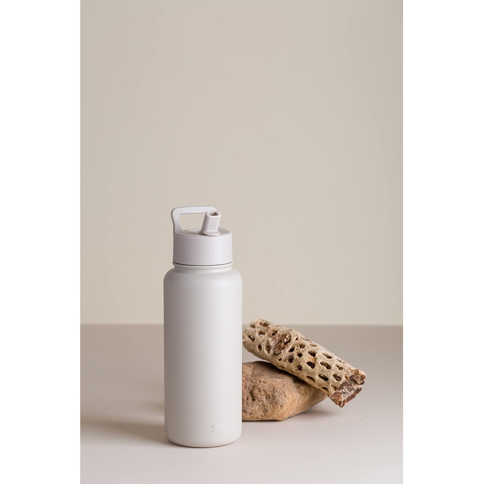 Simple Modern Trinkflasche mit Strohhalm und Chug-Deckel | Stainless Steel Insulated Water Bottle with Straw and Chug Lid for Sports and Gym | Summit | 950ml | Almond Birch