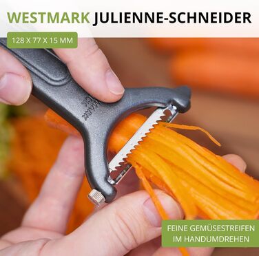Westmark Sparschäler Julienne Black Edition: Овочечистка для тонкої соломки, нержавіюча сталь, для правшів та лівшів, антрацит