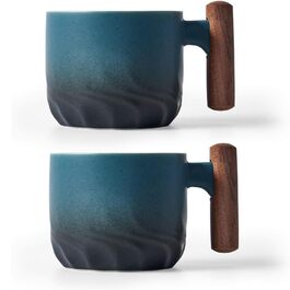 ERBO Набір з 4 еспресо-чашки 70 мл, преміум-якість, кераміка, чорний та синій