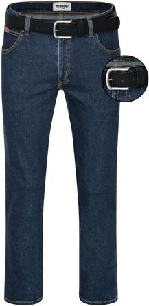 Джинси чоловічі Wrangler Texas Regular Fit Authentic Straight Darkstone + Чорний ремінь 34W/32L