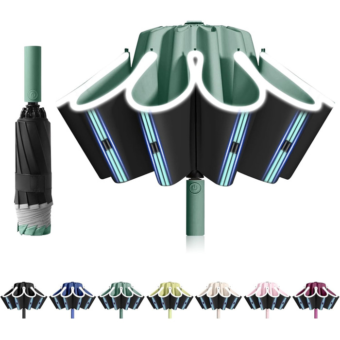 Міцний перевернутий парасолька з 40 спицями, автоматичний парасолька-кніпс, діаметр 105 см - для жінок та чоловіків (оливковий зелений)