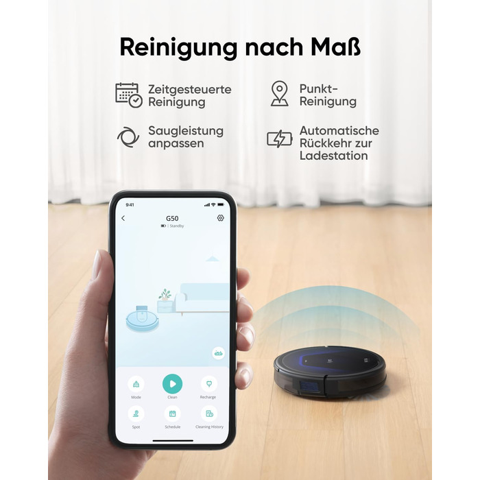 Робот-пилосос Eufy G50: потужність 4000Pa, динамічна навігація, ультратонкий (85 мм), Pro-розчісування, турбощітка, ідеально для шерсті тварин та твердих підлог