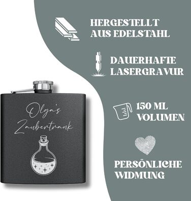 Набір фляг з гравіюванням - персоналізований з іменем - ідеальний подарунок на весілля та для чоловіків - нержавіюча сталь (Дизайн 11)
